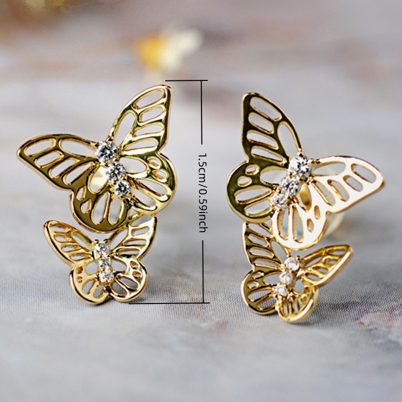 Women's Plated Butterfly Stud Earrings, Daily Wear